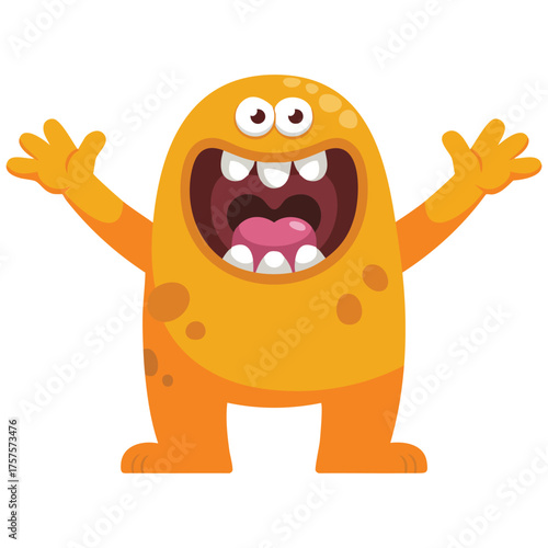 Excited orange blob monster for Halloween vector art