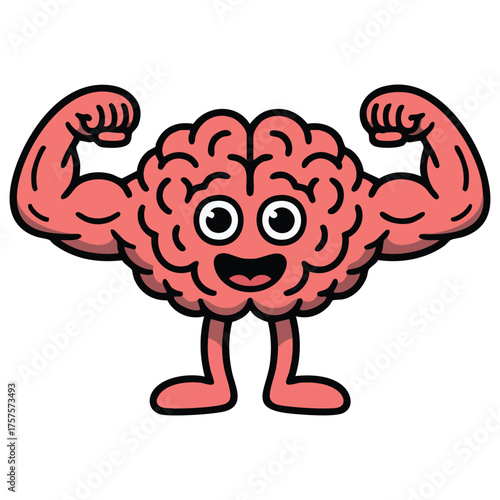 Brain with strong biceps for extreme intelligence concept