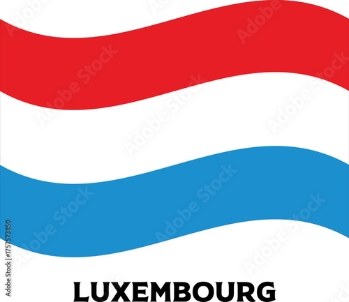 Waving Luxembourg National Flag Illustration – Red, White, and Light Blue Horizontal Tricolor Design