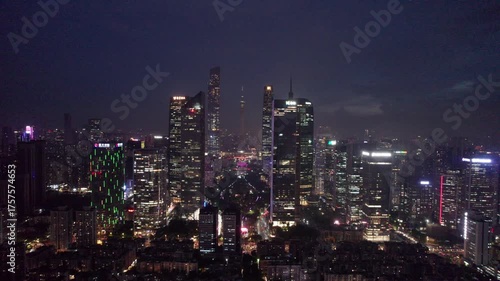 Wallpaper Mural Aerial view of Guangzhou's urban architecture and skyline at night Torontodigital.ca