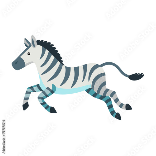Zebra running and jumping. Icon 
