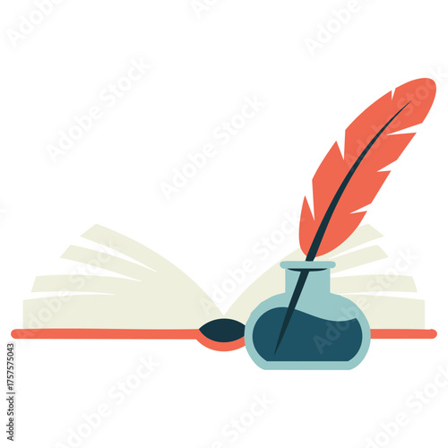 Open book with inkwell glasses