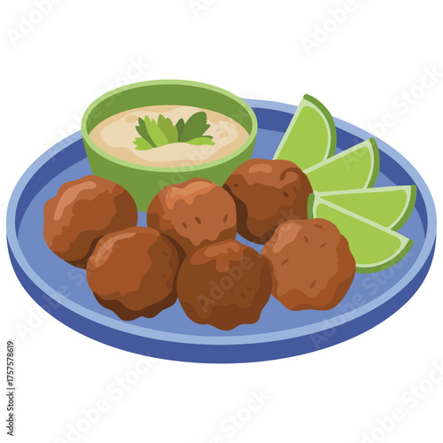 Falafel traditional Middle Eastern food isolated vector illustration on white background