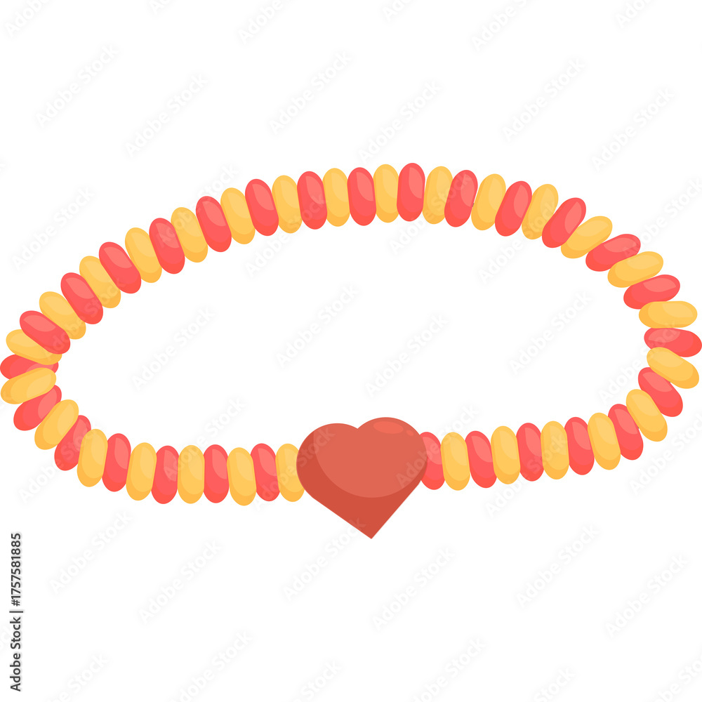 Obraz premium Simple Beaded Bracelet With Heart Charm Yellow And Red Beads Transparent Background Handcrafted Accessory For Children