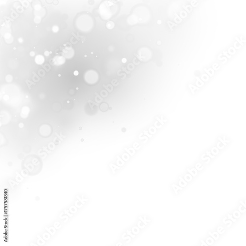 Elegant white bokeh lights and soft shimmering glow floating in gentle focus. Transparent PNG texture adds purity, warmth, and radiance to festive or romantic designs.