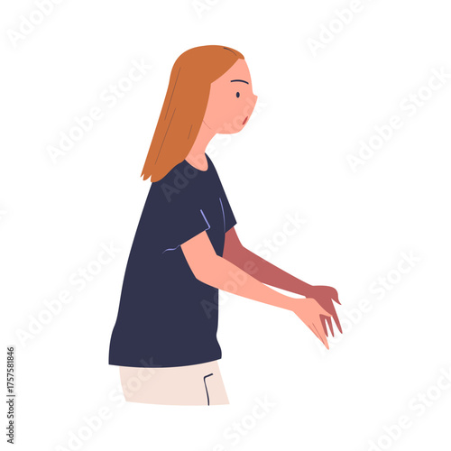 Woman Character Can t Agree Arguing and Show Disagreement Vector Illustration