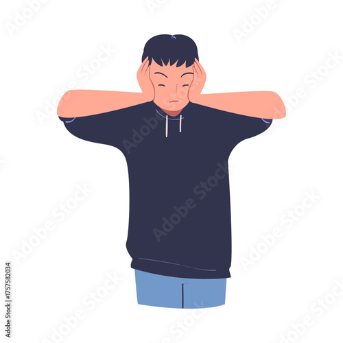 Man Character Can t Agree Arguing and Show Disagreement Vector Illustration