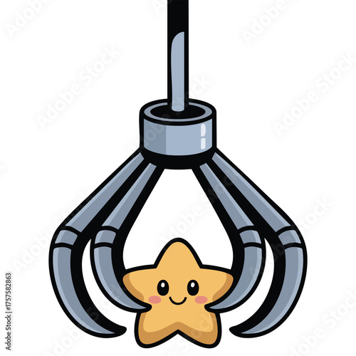 Claw machine arcade game doodle vector illustration isolated white background