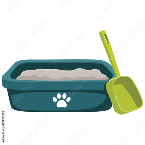 Cat toilet box doodle vector drawing isolated white background