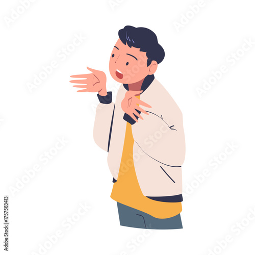 Man Character Can t Agree Arguing and Show Disagreement Vector Illustration