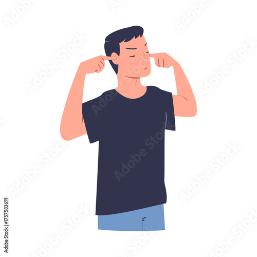 Man Character Can t Agree Arguing and Show Disagreement Vector Illustration