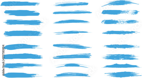 A collection of striking blue brushstrokes creates an artistic display, showcasing a variety of textures and styles.