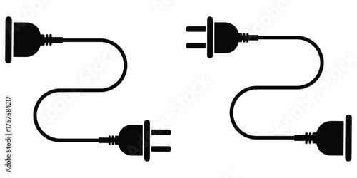 Electric Plug and Socket Icon – Connection and Disconnection Concept Vector Illustration