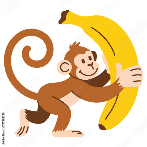 primate monkey animal character doodle isolated vector illustration on white background