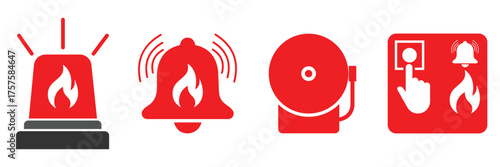 Fire Alarm Sign — Emergency Alert Symbol, Safety Warning, Fire Protection Vector Illustration