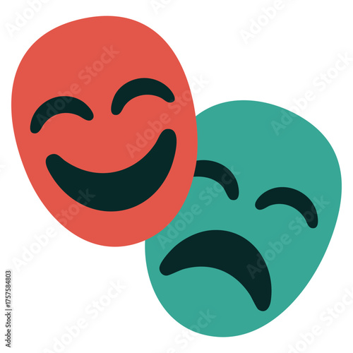 performance art opera mask doodle isolated vector illustration on white background