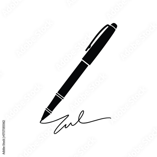 Pen writing a signature