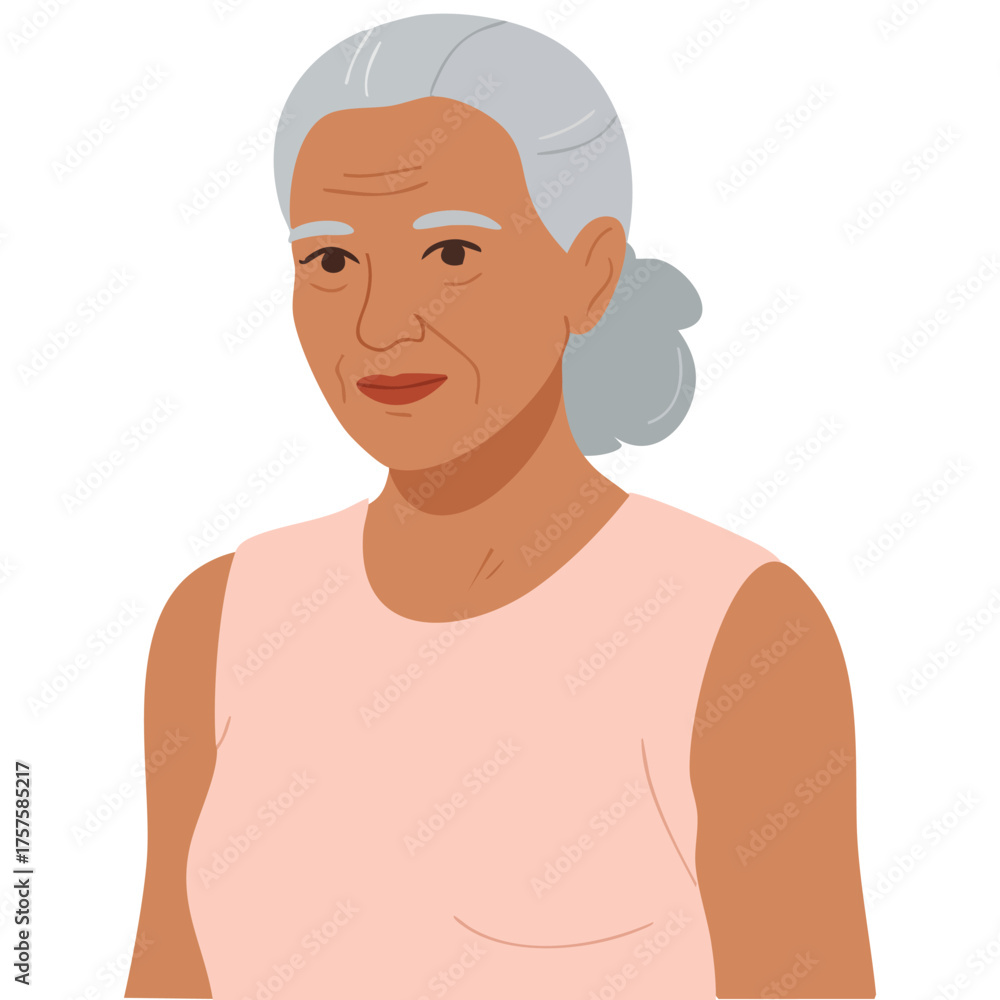 Fototapeta premium beautiful senior grandmother woman isolated vector illustration on white background