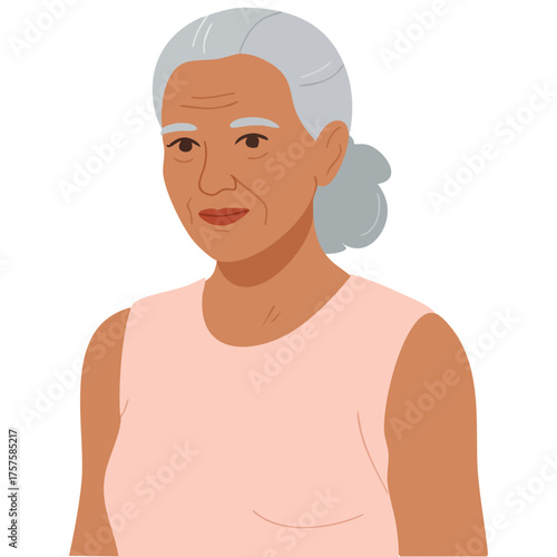 beautiful senior grandmother woman isolated vector illustration on white background