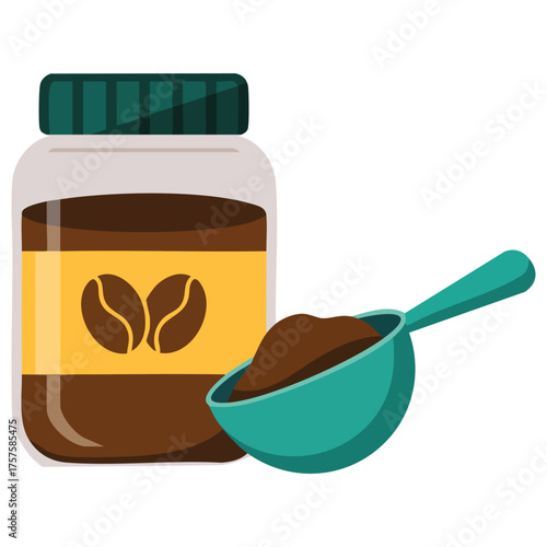 coffee jar spoon caffeine drink icon isolated vector illustration on white background