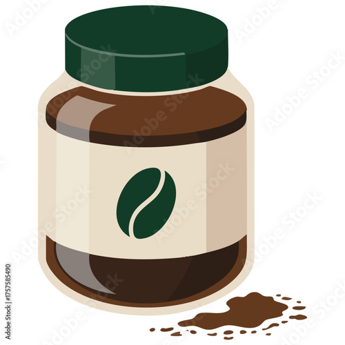 morning coffee jar with spoon drink isolated vector illustration on white background