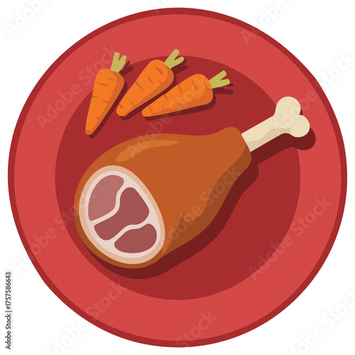 French duck confit dish flat color vector illustration
