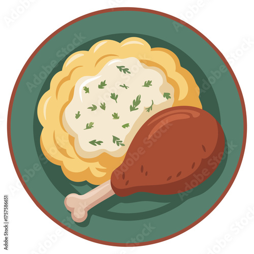 Confit de canard French cuisine vector illustration