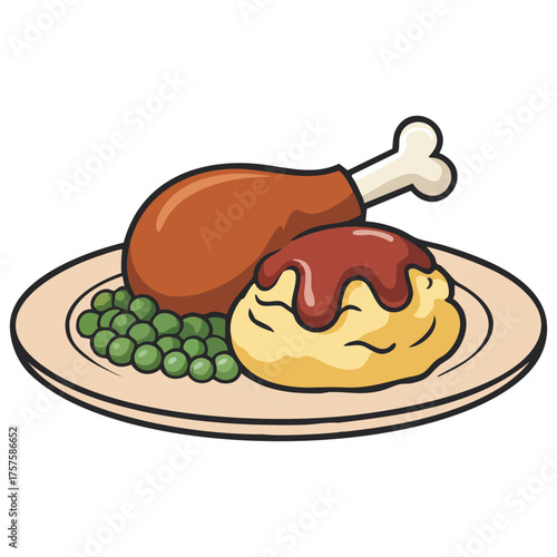 Duck confit culinary dish flat vector illustration