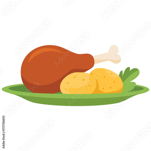 Gourmet duck confit preparation vector illustration