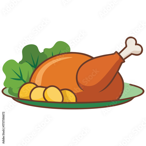 French style duck confit meal vector illustration