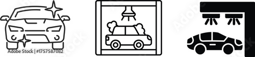 Car wash icons set Vector Black silhouettes. with white background set of auto care icons, car wash service car wash vector icon set illustration, service clip art, symbol, icons in black and white.