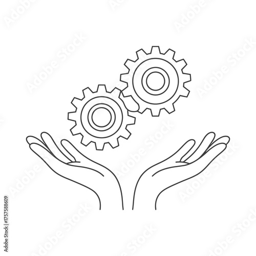 Hands holding gears symbolizing teamwork and collaboration