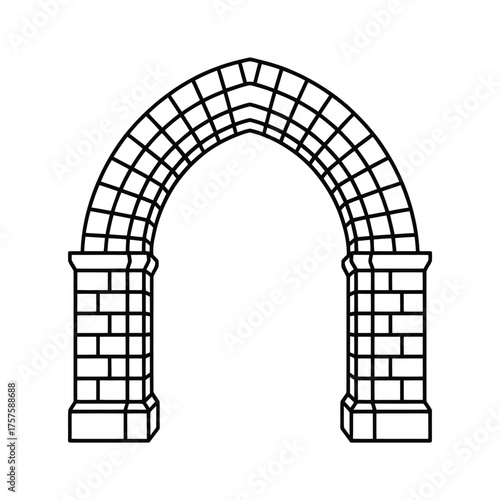 Gothic archway entrance with stone pillars and brickwork