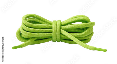 Bright lime green shoelaces coiled (1)