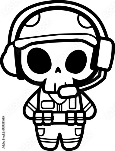 SVG vector illustration of a soldier skull.Skull with Helmet and Crossed Swords Artwork