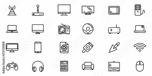 Modern tech device icons offering simple graphic elements for website design, app development, presentations, and more, enhancing brand identity and user experience