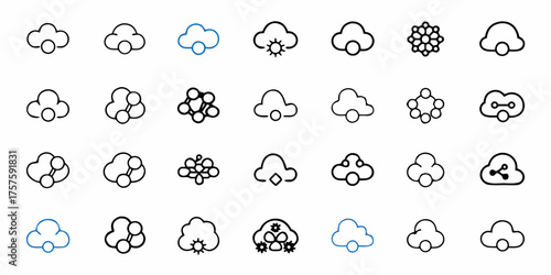 Inspiring cloud icons offering modern digital solutions, perfect for technology presentations, data management projects, and innovative software applications, ideal for tech startups