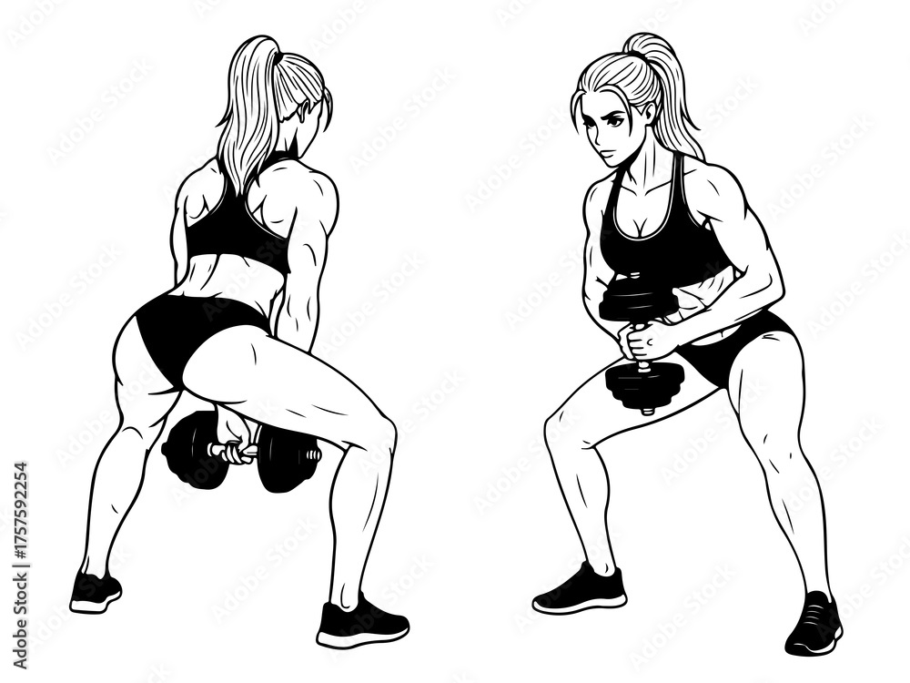 Fototapeta premium Gymnast Woman Dong a goblet squat