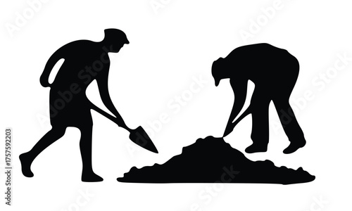 Black vector illustration of a business couple silhouette, with man and woman icons