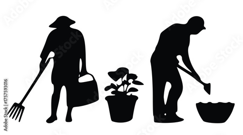 Black vector silhouettes of people