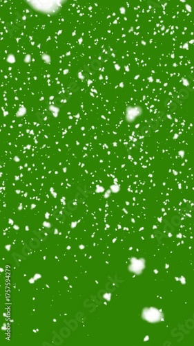 snow falling  on green screen