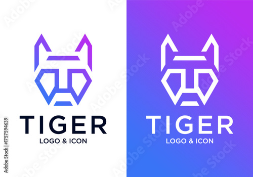 geometric line style tiger geometric logo icon design vector