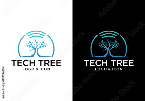 technology tree advanced logo icon vector