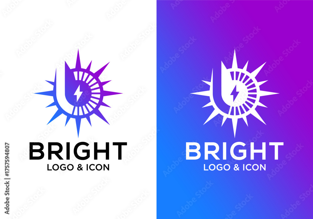 thunder logo icon vector with light sparks, electricity logo vector