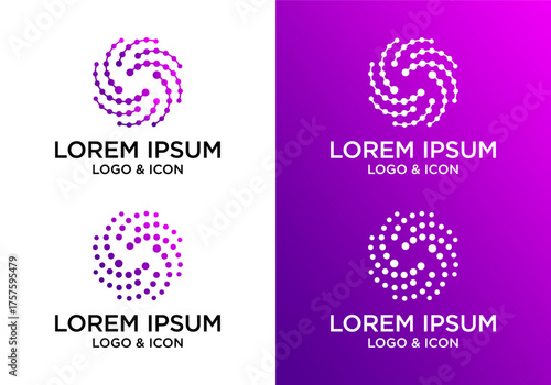 connected circle molecule geometric logo icon vector design