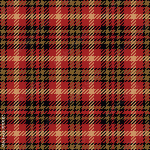 Checkered design for prints.Seamless red, black color check pattern.Repeating patern plaid.  Repeated tartan fabric.Vector scottish fabriс. Ekose texture. Madras flannel.Checker line.Stripe gingham.