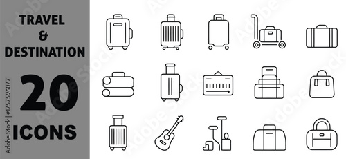 20 travel destination icons set vector scalable eps bundle for business vector
