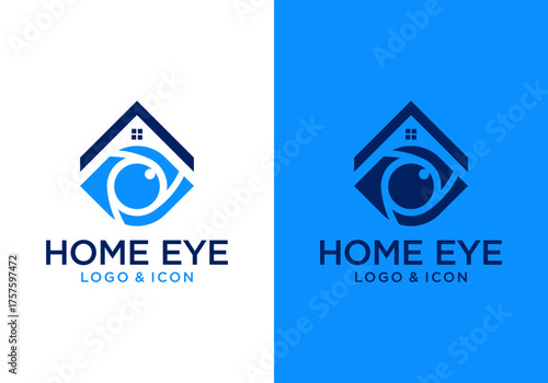 Simple design of eye logo icon with house