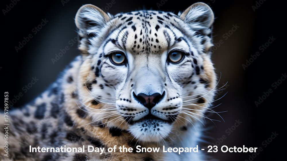 Obraz premium Close up portrait of snow leopard face for international day of the snow leopard wildlife conservation 