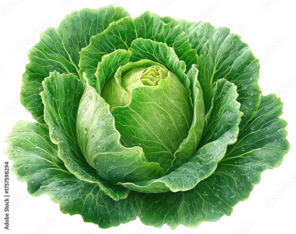 Obraz premium Close-up of a fresh green head of cabbage